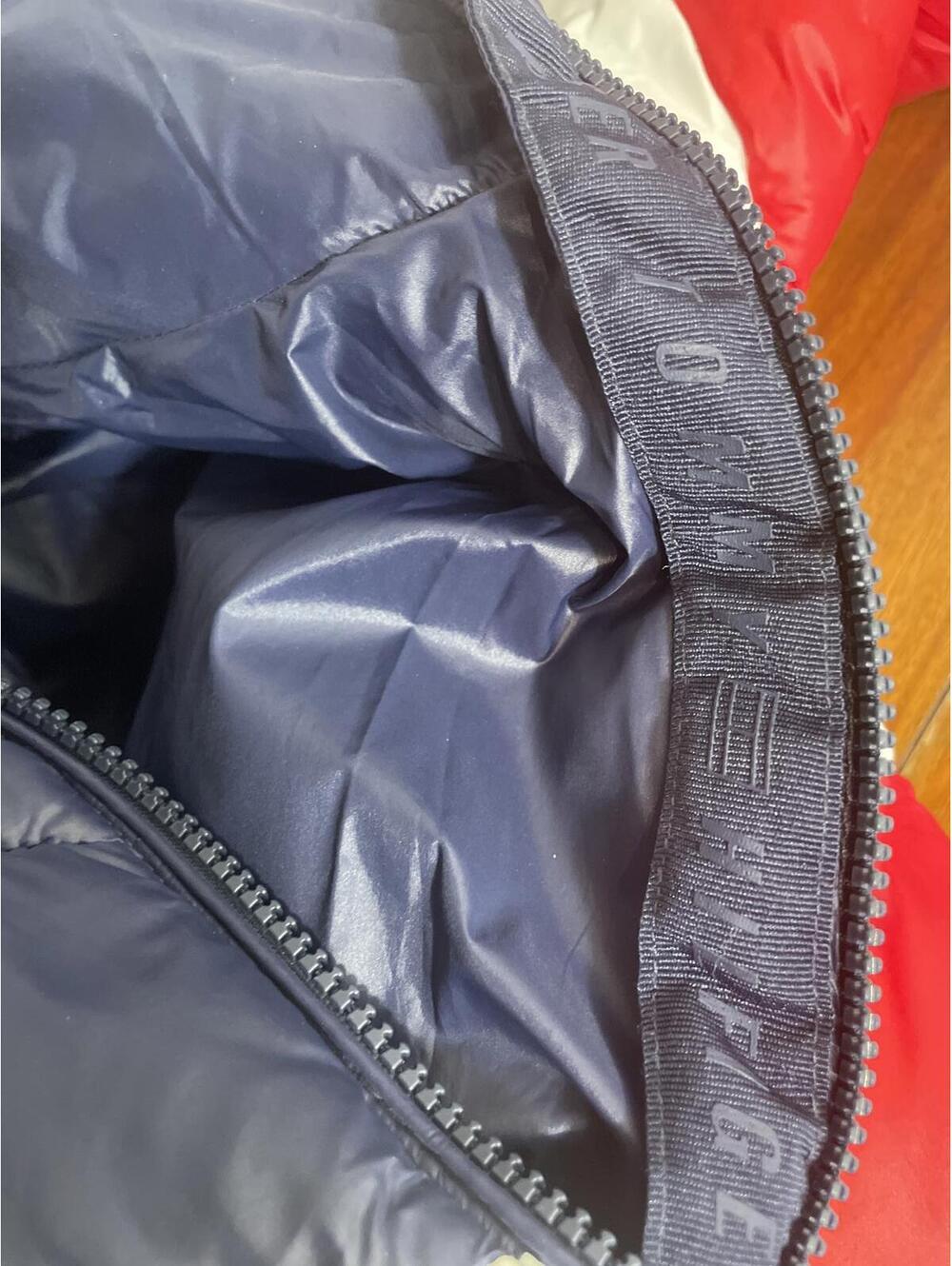 Tommy Hilfiger Puffer Coat Womens Size Large Sporty Red Colorblock Funnel Neck - Picture 8 of 8